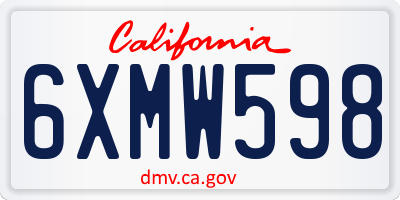 CA license plate 6XMW598