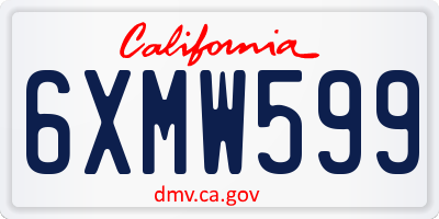 CA license plate 6XMW599