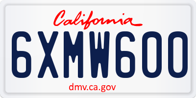 CA license plate 6XMW600