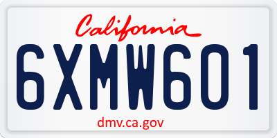 CA license plate 6XMW601