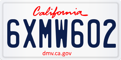 CA license plate 6XMW602