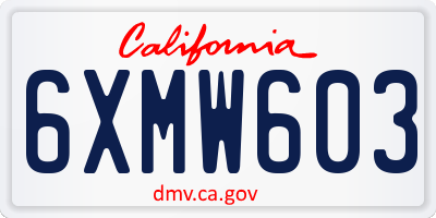 CA license plate 6XMW603