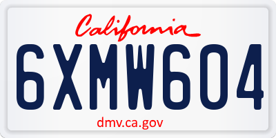 CA license plate 6XMW604