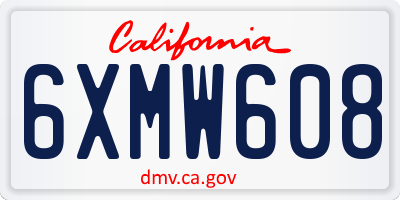 CA license plate 6XMW608