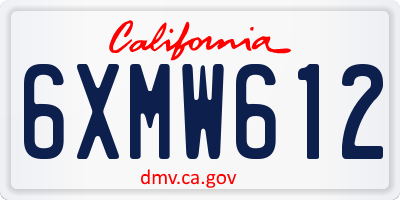 CA license plate 6XMW612