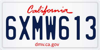 CA license plate 6XMW613