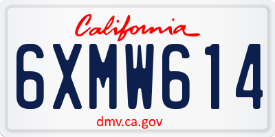 CA license plate 6XMW614