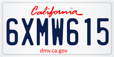 CA license plate 6XMW615