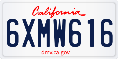 CA license plate 6XMW616