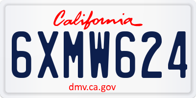CA license plate 6XMW624