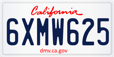 CA license plate 6XMW625