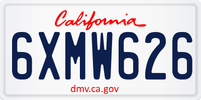 CA license plate 6XMW626
