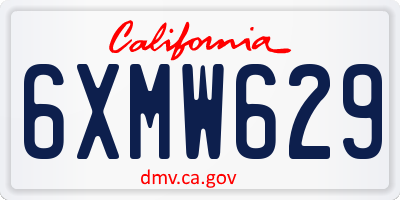 CA license plate 6XMW629