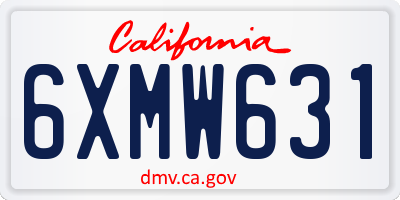 CA license plate 6XMW631