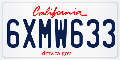 CA license plate 6XMW633
