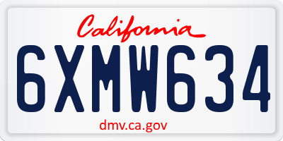 CA license plate 6XMW634