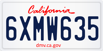 CA license plate 6XMW635
