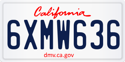 CA license plate 6XMW636