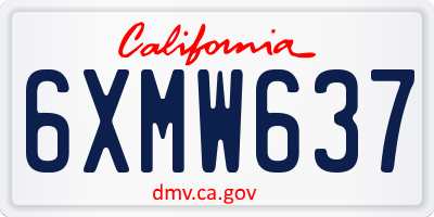CA license plate 6XMW637