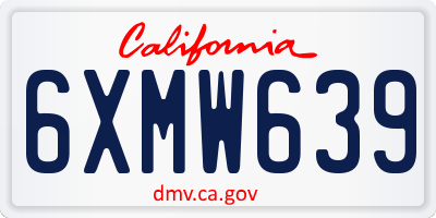 CA license plate 6XMW639