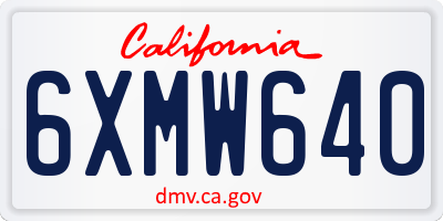 CA license plate 6XMW640
