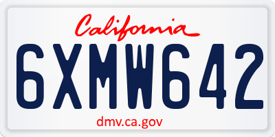 CA license plate 6XMW642