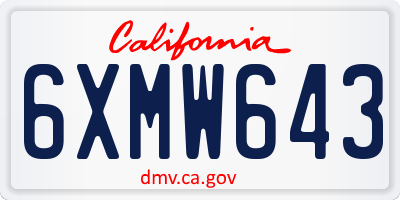 CA license plate 6XMW643