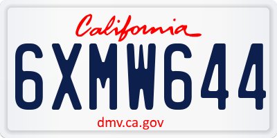 CA license plate 6XMW644