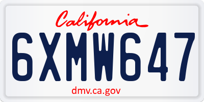 CA license plate 6XMW647