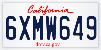 CA license plate 6XMW649