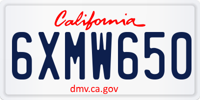 CA license plate 6XMW650