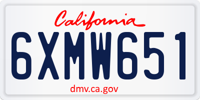 CA license plate 6XMW651