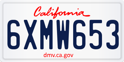 CA license plate 6XMW653