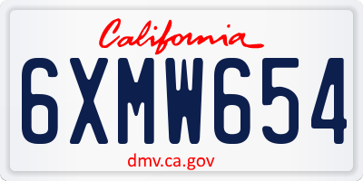 CA license plate 6XMW654