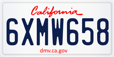 CA license plate 6XMW658