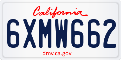 CA license plate 6XMW662