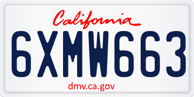 CA license plate 6XMW663