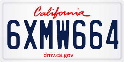CA license plate 6XMW664