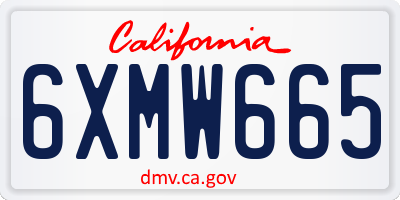 CA license plate 6XMW665