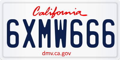 CA license plate 6XMW666