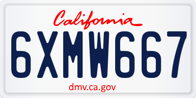 CA license plate 6XMW667