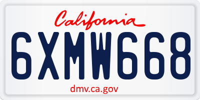 CA license plate 6XMW668