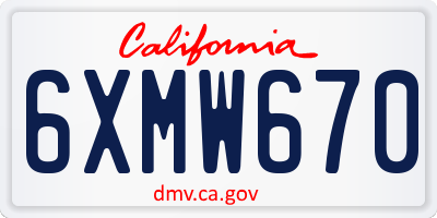 CA license plate 6XMW670