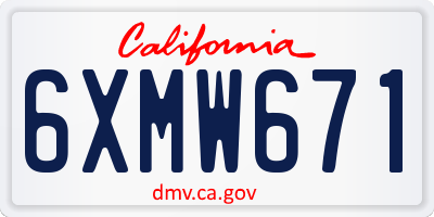 CA license plate 6XMW671