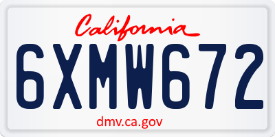 CA license plate 6XMW672
