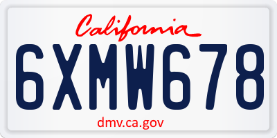 CA license plate 6XMW678