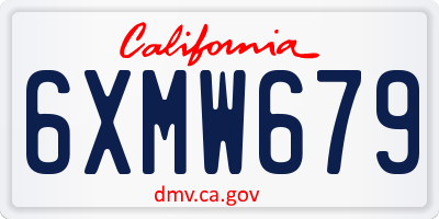 CA license plate 6XMW679