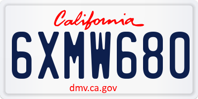 CA license plate 6XMW680