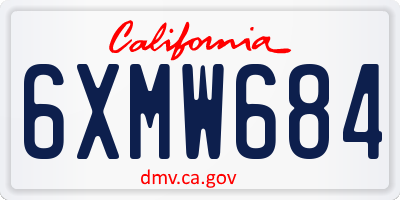 CA license plate 6XMW684