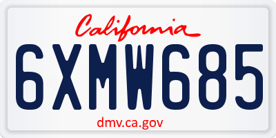 CA license plate 6XMW685